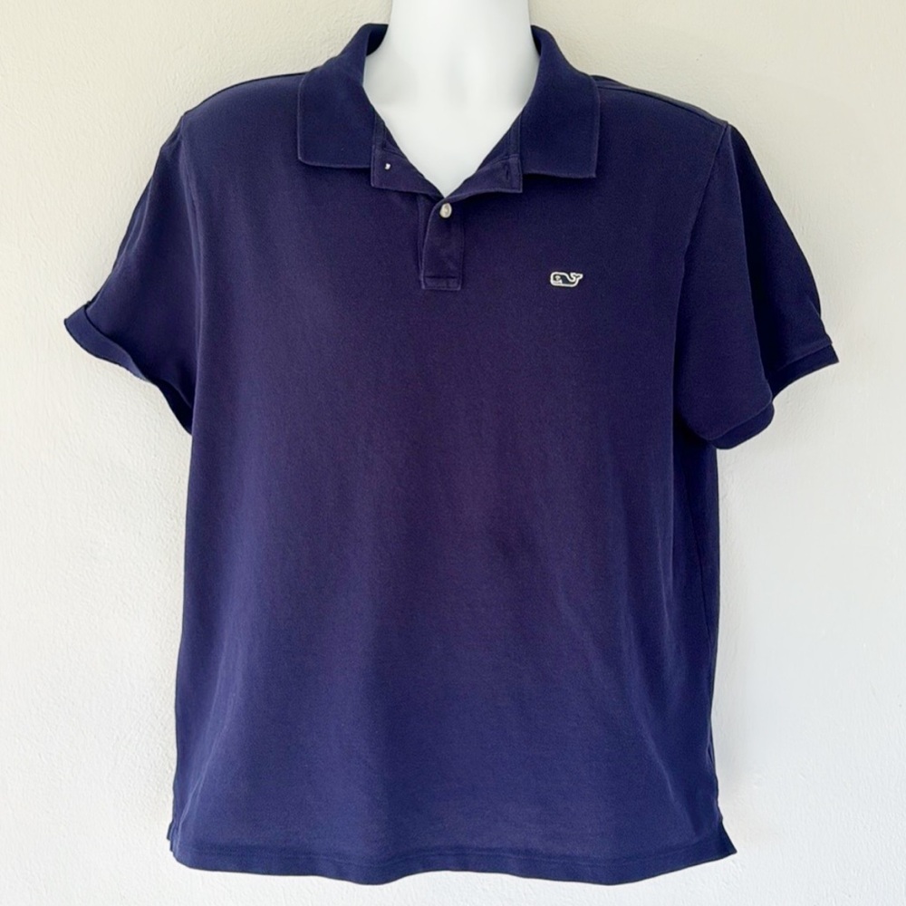 Vineyard Vines Heritage navy blue cotton short sleeve polo shirt size large